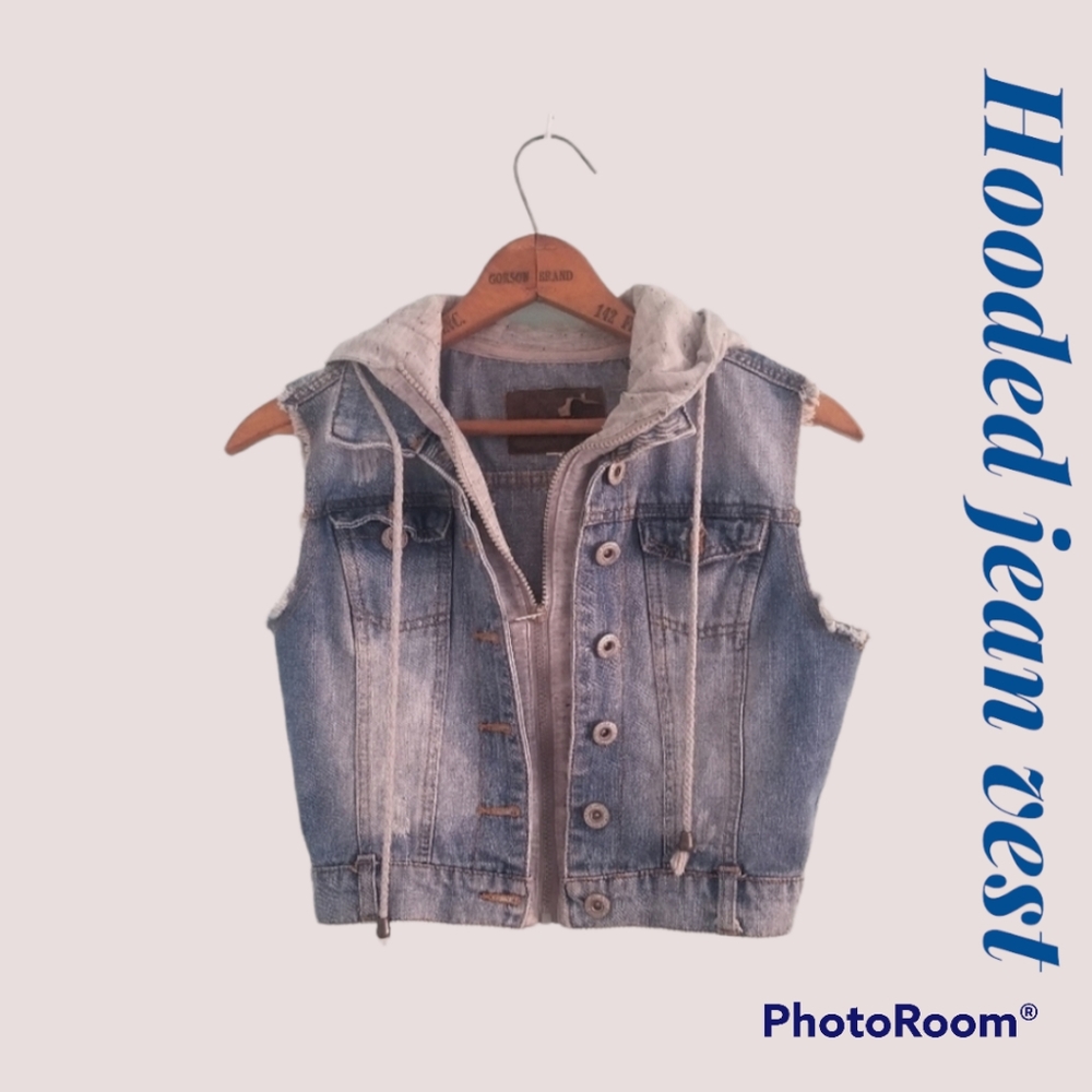 Jean vest with hood